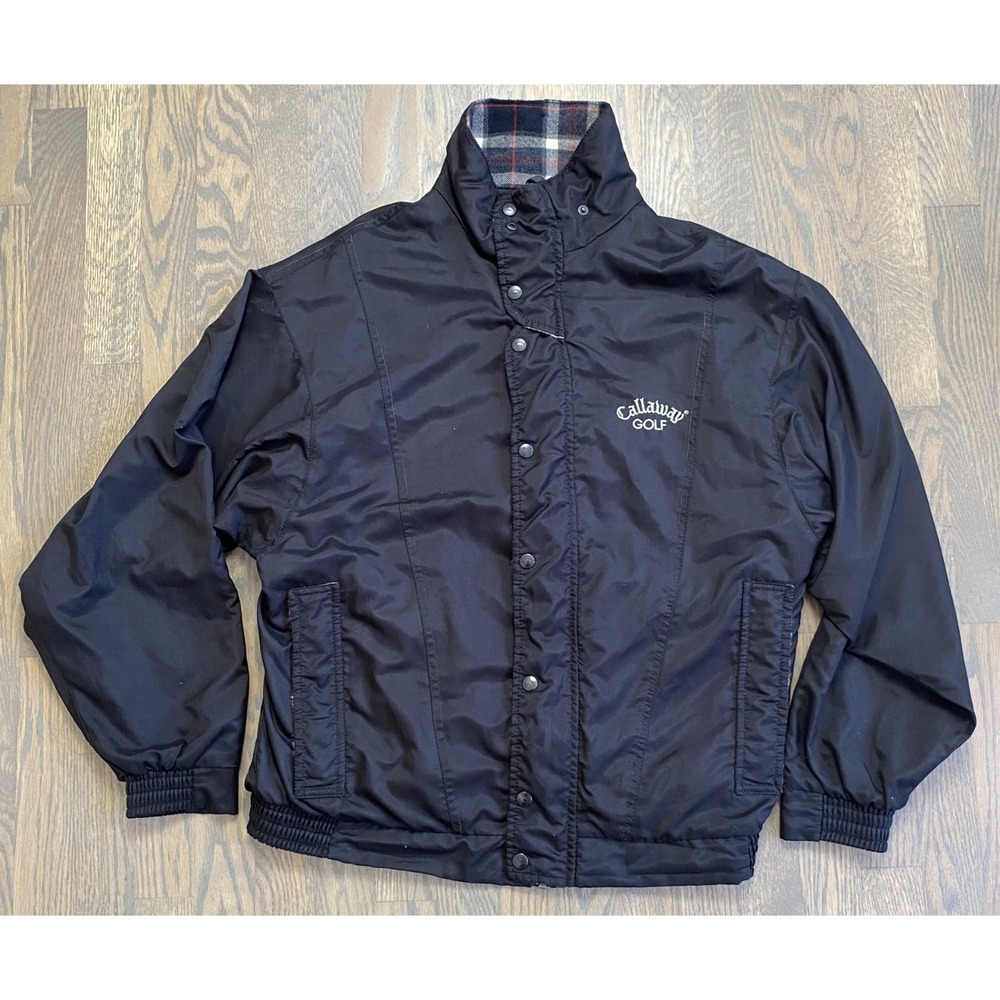 Rare VTG Callaway Men's Golf Jacket Black Plaid Scotland Soft Shell Full Zip M